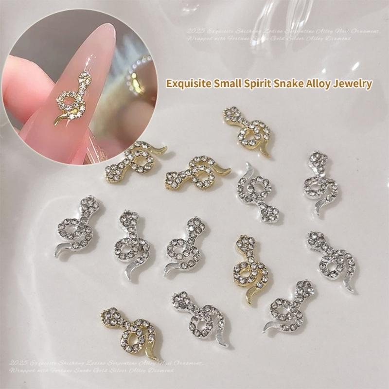 5 Pcs Snake Nails Charms Nails Art Rhinestones 3D Snake Nails Art Charms Nails Art Decorations for Crafts Jewelry Making
