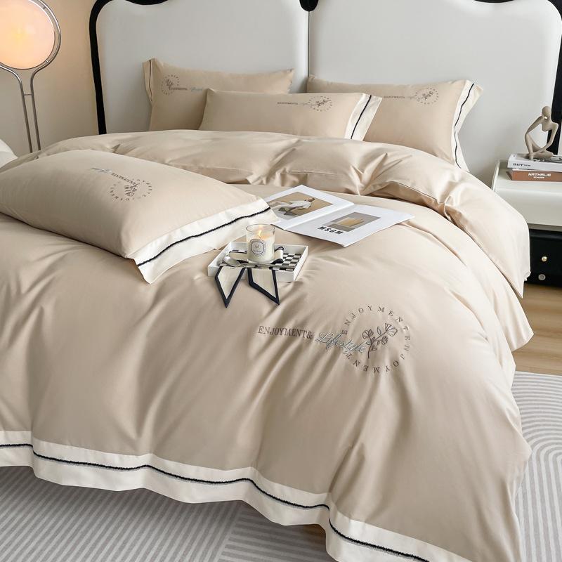 Cotton Polished 4Pcs Set, Autumn And Winter Thickened Quilt Cover, Pure Cotton Bed Sheet, Mattress Light Luxury Bedding 4