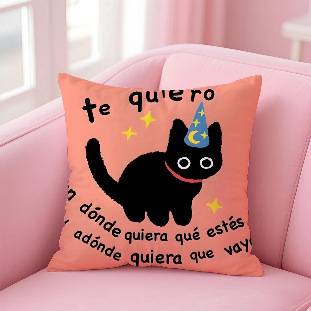 Cute Cartoon Cats Animations Cushion Cover Pillowcase Short Plush Invisible Zipper Room Sofa Cushion Cover