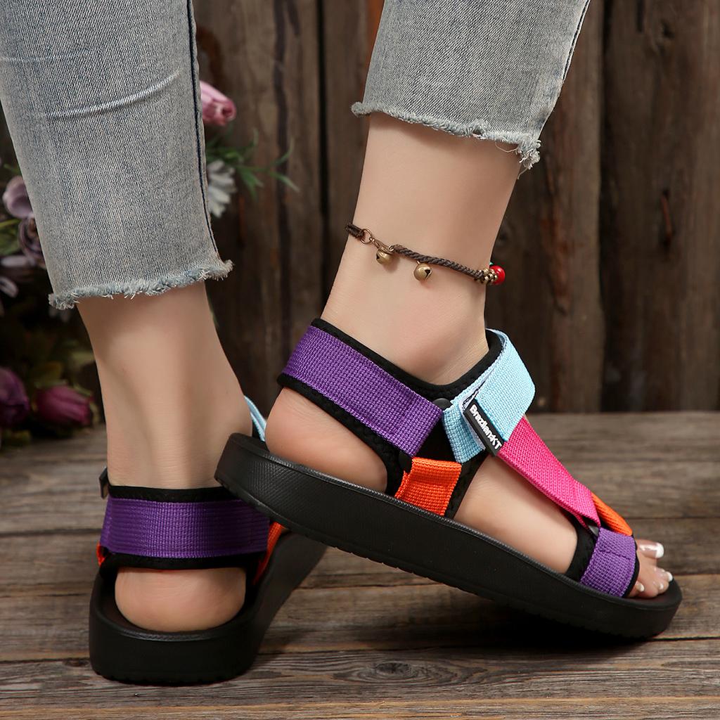 2025 Neue Sommer Damen Flache Sandalen Hanfseil Set Fuß Strandsandalen Outdoor All-Match Freizeitschuhe für Damen Große Größe Sandalen