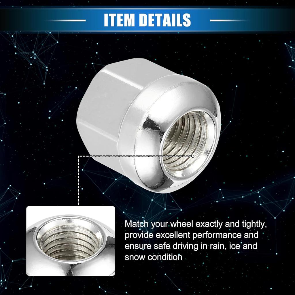 4 Pcs Wheel Lug Nuts Compatible for Honda Accord Civic, Durable M12 x 1.5 Carbon Steel Silver Tone Tire Lugnuts