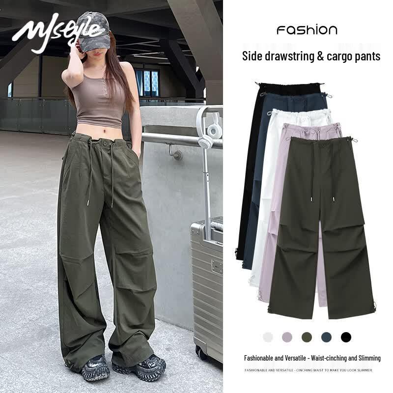 MJ STYLE Women s High-Waist Drawstring Cuffed Cargo Pants L