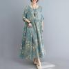 Short Sleeve Oversize Cotton Vintage Women Casual Loose Long Dresses