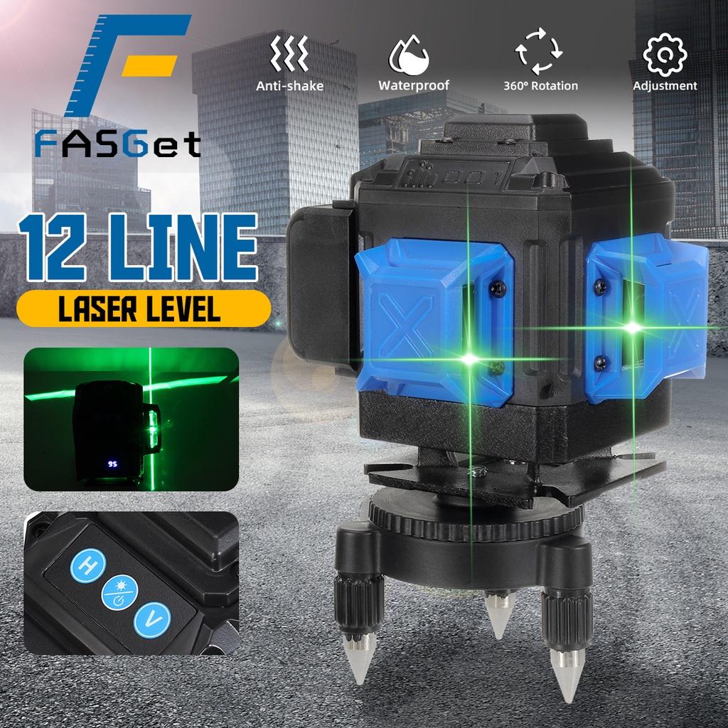 12 Lines 3D 360 Laser Level Self-Leveling Horizontal And Vertical Powerful Cross Green Lines With 2 Batteries New