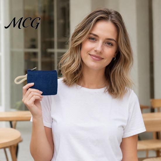 Hand Strap Coin Purse Women Purse, Fabric Mini Change Portable Small Japanese Casual Style Bag Zippered Pouch for Coins Cash Cards Lipstick