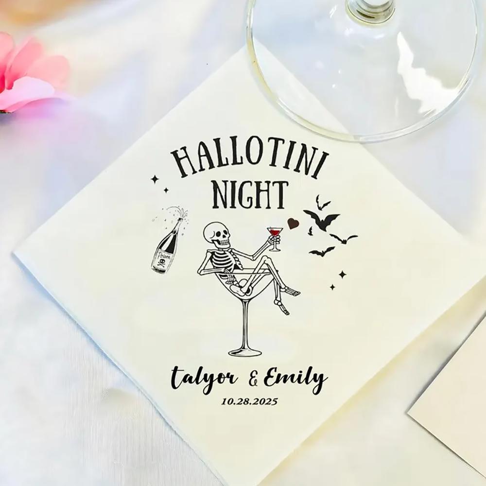 Custom 20Pcs Cocktail Napkins Halloween Napkins Halloween Table Decor Wedding Bachelorette Party Luncheon Dinner Paper Napkins