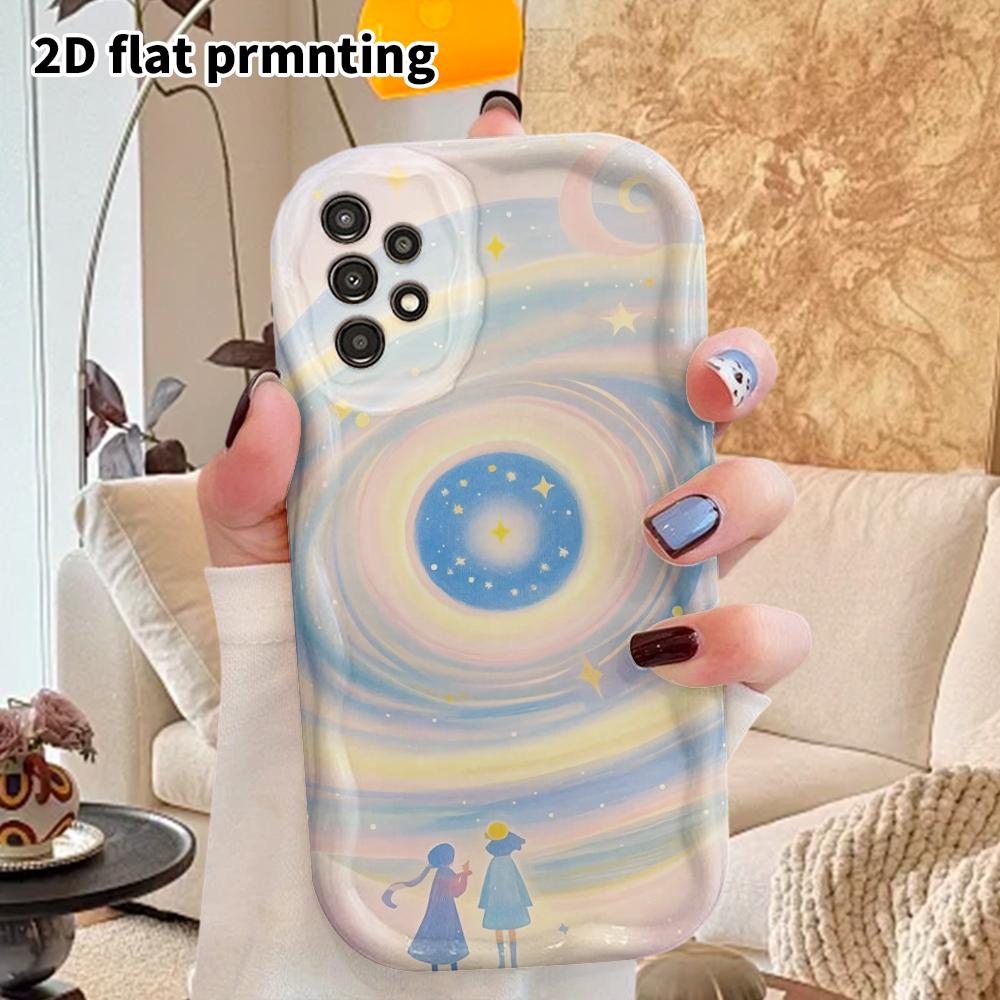 Phone Case: 2D Flat Samsung Galaxy A34 A35 M05 M06 S20 S22 S21 FE Plus 5G Protective Case, Couple Style, Swirl Galaxy, Christmas and Halloween Gift