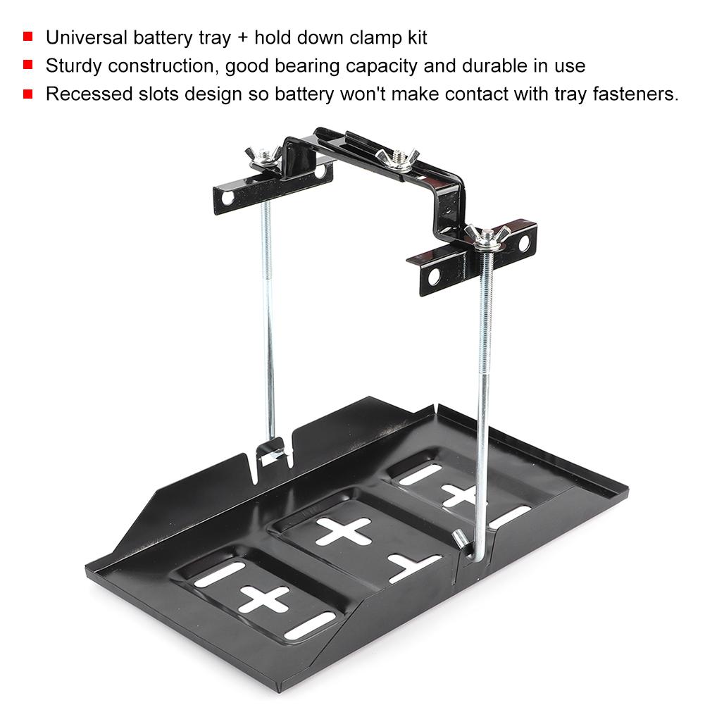 Battery Hold Bracket Battery Tray Bracket Storage Battery Holder Tray Mount Hold Down Clamp Bracket Kit Car Accessory
