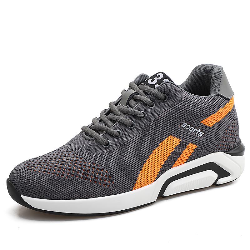 Men s Height-Boosting Mesh Flyknit Sneakers, 6cm & 8cm, Korean-Style, Breathable Casual Sports Footwear 40