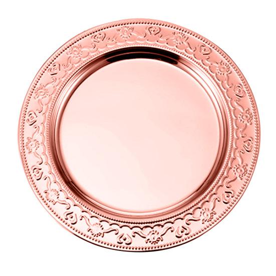 

Штабелируемая обеденная тарелка с зеркальной полировкой из нержавеющей стали, блюдо для сервировки западного стейка, кухонный гаджет 28cm розового золота