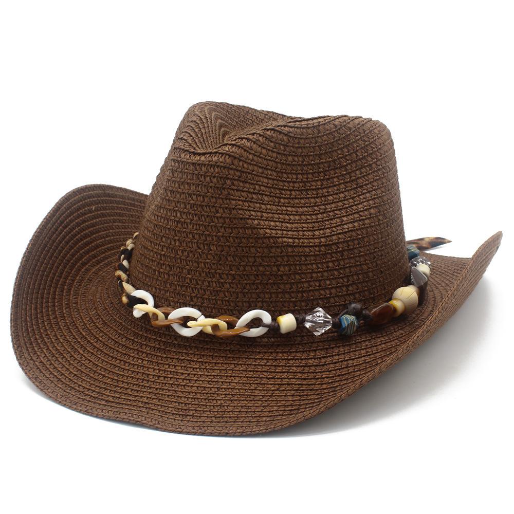 Brown Sunscreen Visor Simple Curved Brim Literary Retro Cowboy Hat Trend European and American Style Panama Straw Hat