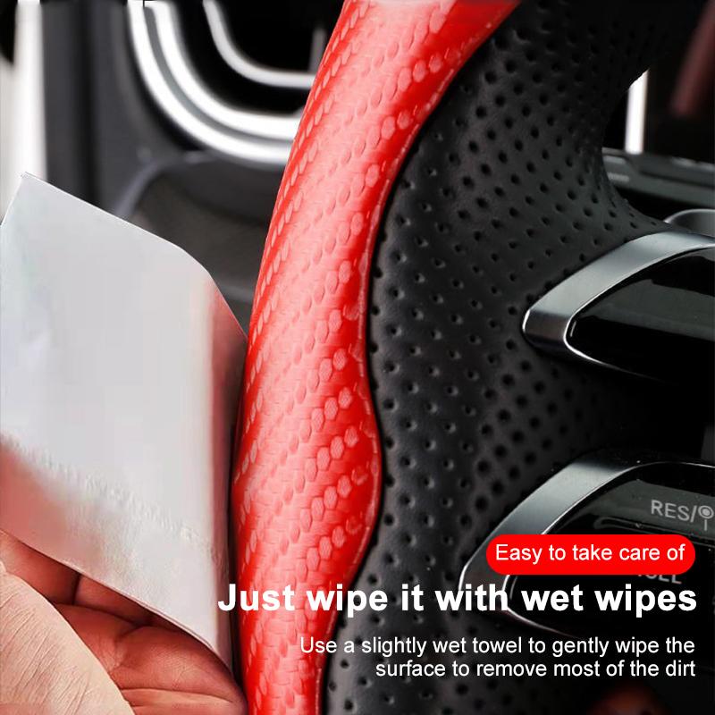 Non-Slip Universal Carbon Fiber Car Steering Wheel Cover for Skoda Octavia 1 2 3 A4 A5 MK2 Kodiaq Superb 3 Rapid Fabia 1 Car Styling