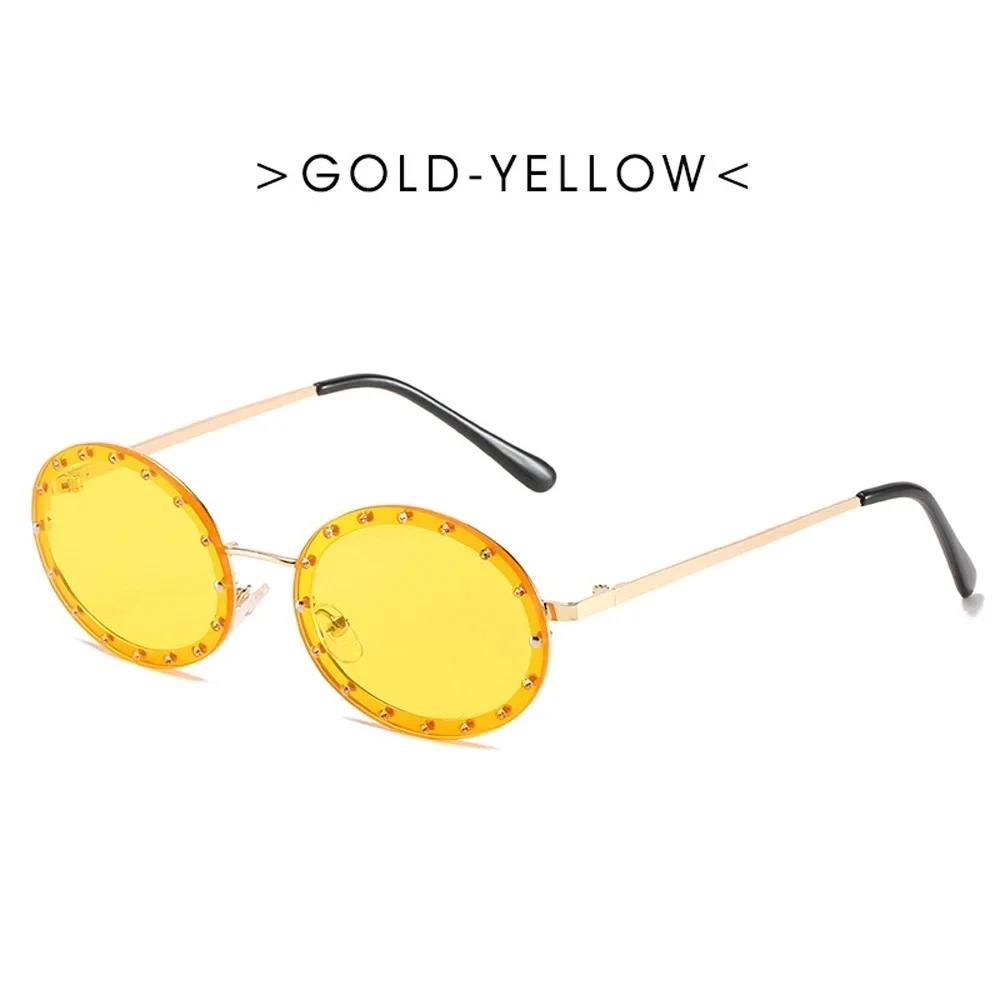 

Diamond Oval Small Frame Luxury Sunglasses Men Women Fashion Shades UV400 Vintage Glasses As Picture