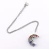 Chakela Crescent Moon Tree of Life Necklace with Natural Crystal Stones