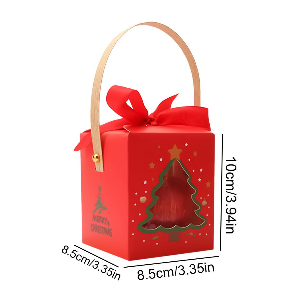 Christmas Goodie Boxes Wrapping Container With Window And Handle Holiday Party Favor Boxes For Fruits Family Gatherings
