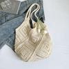 New Trend Women's Bag Crochet Handbag Retro Knitted Solid Color Hollow Top-handle Tote Bag Travel Shopper Shoulder Bag CLE