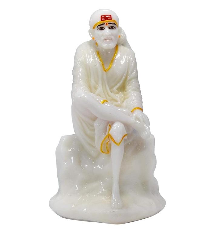 

TreegoArt Marble Dust White Sai Baba Baba Murti Statue Shirdi Sai Idol for Home Pooja Temple Office Decor - 4 Inches Height (Approx) белый