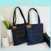 Denim Shoulder Bag Large Capacity Shopping Tote With Zipper For Daily Use