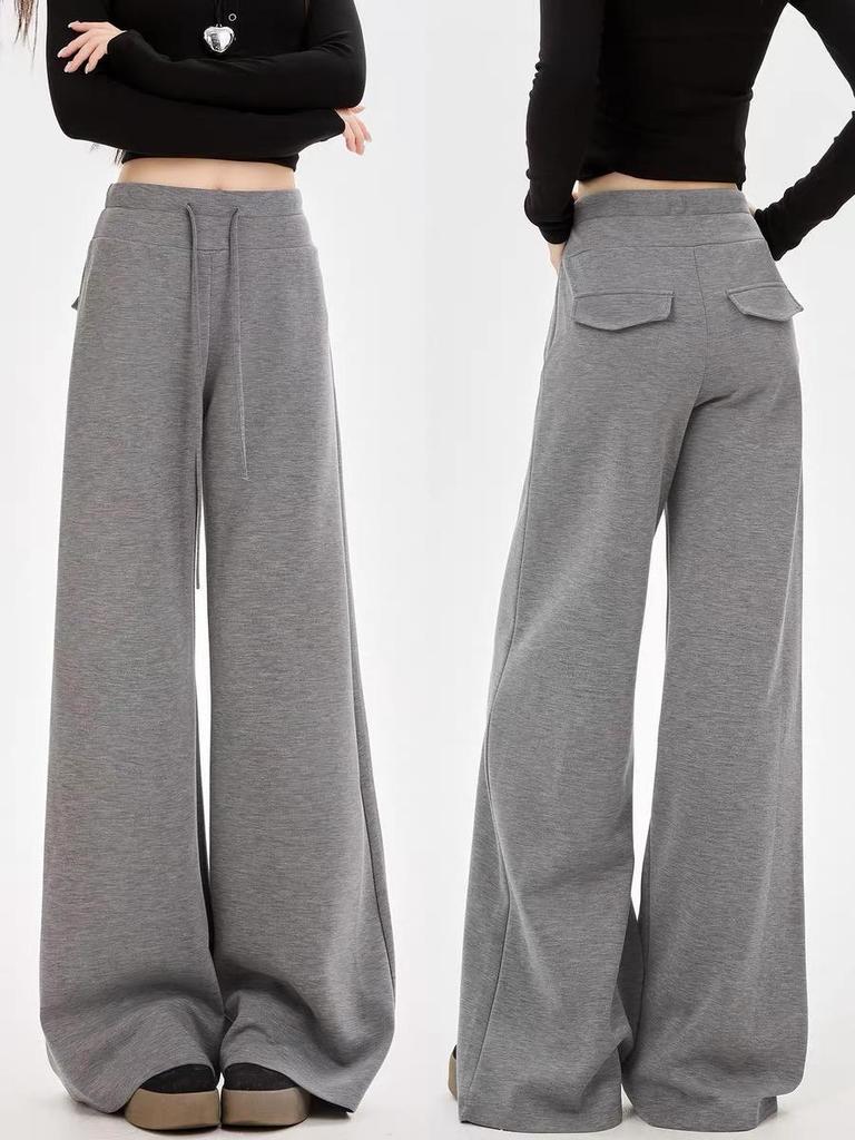 Yacel Original Thickened Autumn 2025 High Waist Slim Fit Wide Leg Casual Pants for Women