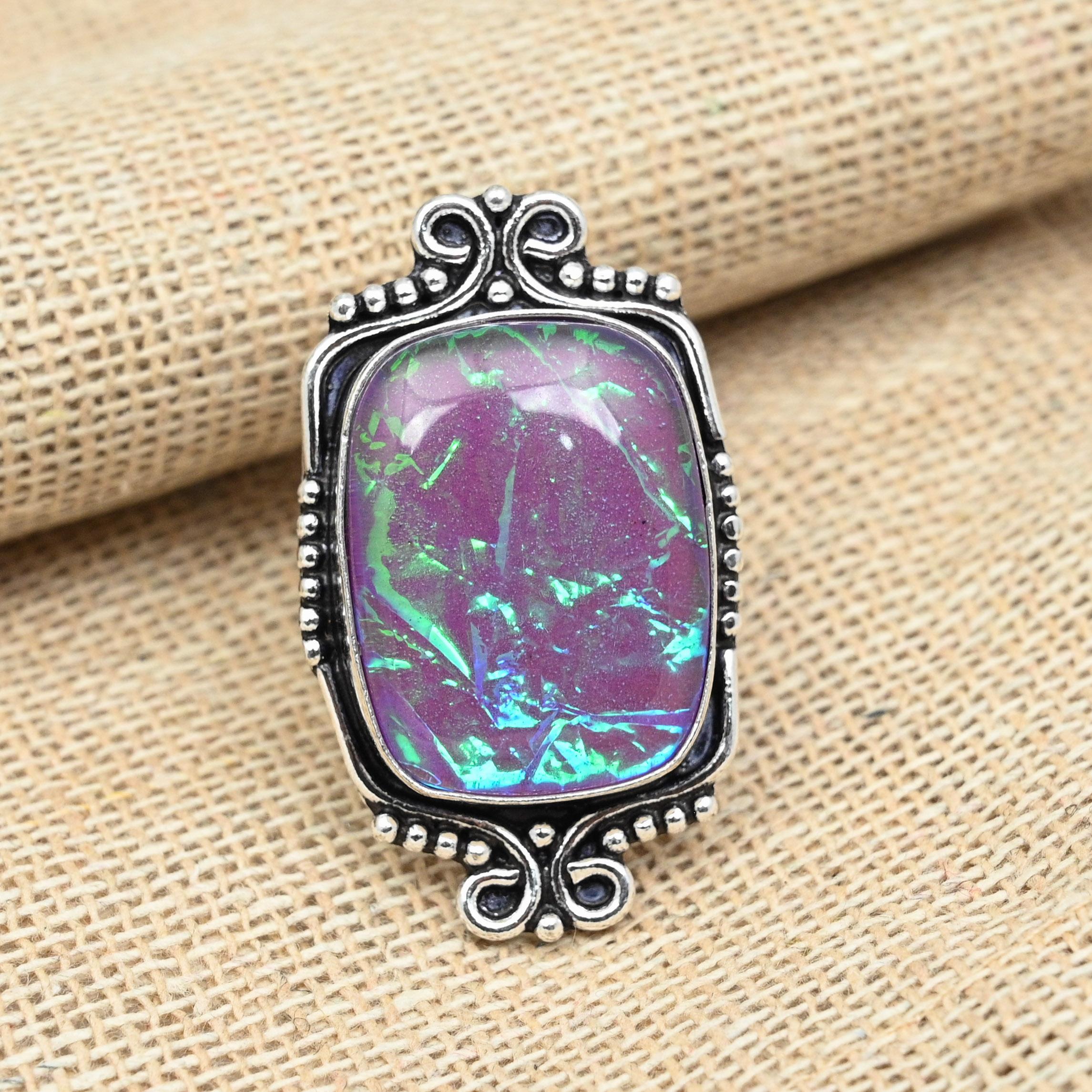 

Дизайнерское ювелирное кольцо ручной работы из стерлингового серебра 925 пробы с розовым тройным опалом и драгоценным камнем 12 розовый