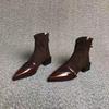 Bottines Femme Cuir Artificiel 2026 Mode Automne Talon Carré Bottine Courte Chaussures Décontractées Femme Fermeture Éclair Petit Talon Botas Mujer