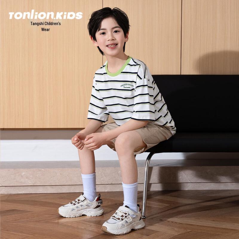 Tangshi Boys  Striped Short Sleeve T-Shirt 140