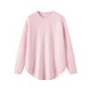 Cashmere Seven-Stitch Round Neck Loose Mid-Length Split Hem Knitted Sweater