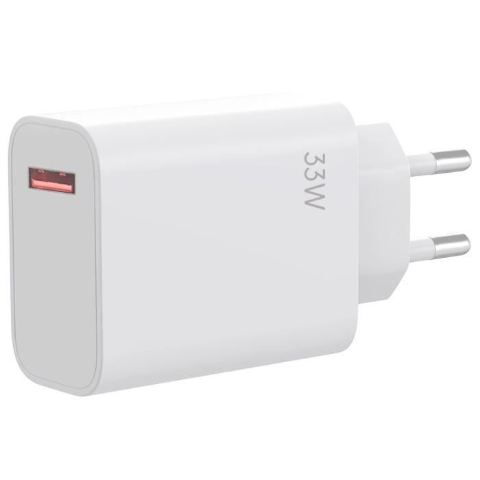 33W Fast Charger - E.F.Connection - Compatible with Xiaomi 15 14, 13, 12, Redmi Note 12 - USB-A - White - 40g