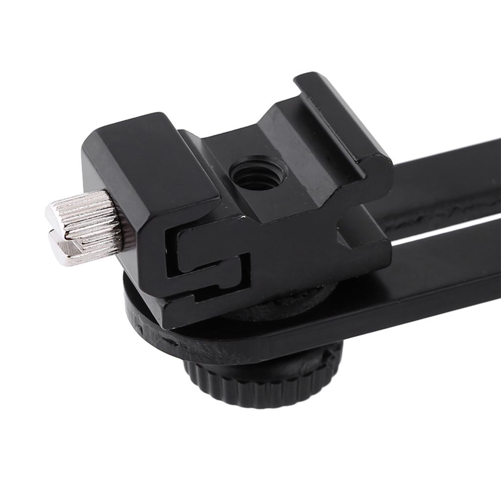 Black Double Hot Shoe Flash Umbrella Holder Light Stand Bracket For Photo Video Photography