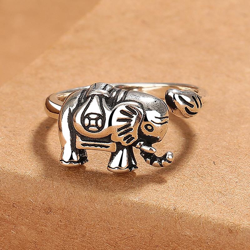 Female Elephant Ring Women 'S Retro Trend Personal Personal Operation Can Adjust The Niche Design Sense Creative Finger Ring 