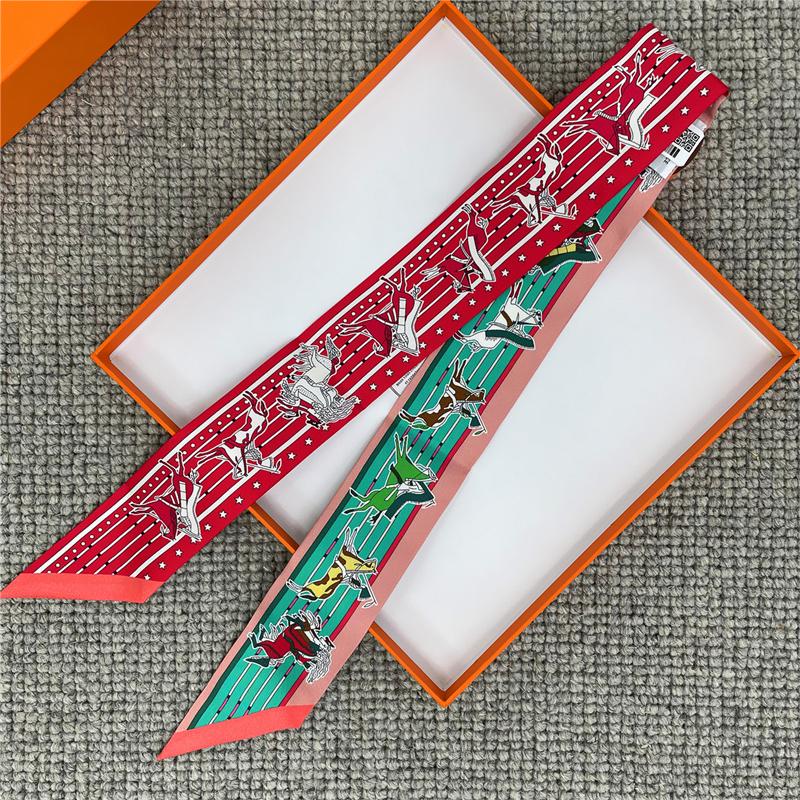 POBING Animals Print 18m/m Twill Silk Scarves Women Luxury Brand Scarf Bag Ribbons Tie Head Scarf Small Long Skinny Scarf 86*5CM