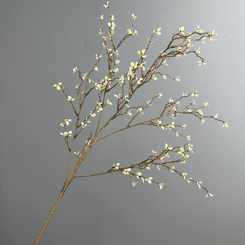 6pcs Simulation Plants Plastic 5-Forks Freesia Branch Hotel Decorative Artificial Winter Jasmine Green Plant Hall Decoration