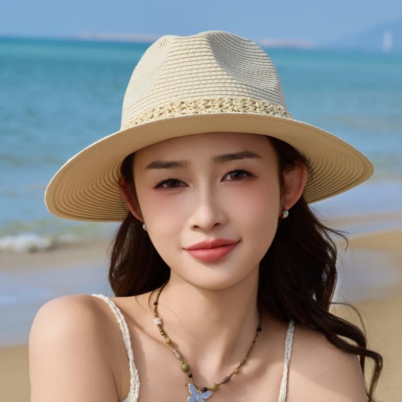 Lafite Seaside Beach Hat Sunshade Big Brim Straw Hat Women Breathable Travel Summer Sun Protection Hat Women