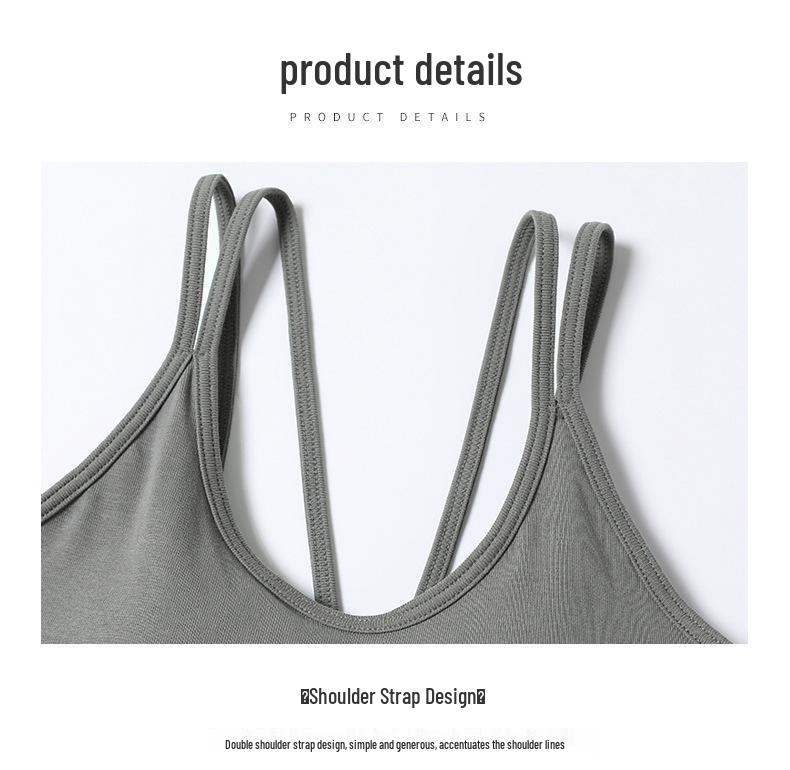 Summer Double Strap Cropped Camisole - Comfortable Solid Color Vest with Built-in Bra & Stylish Back Design