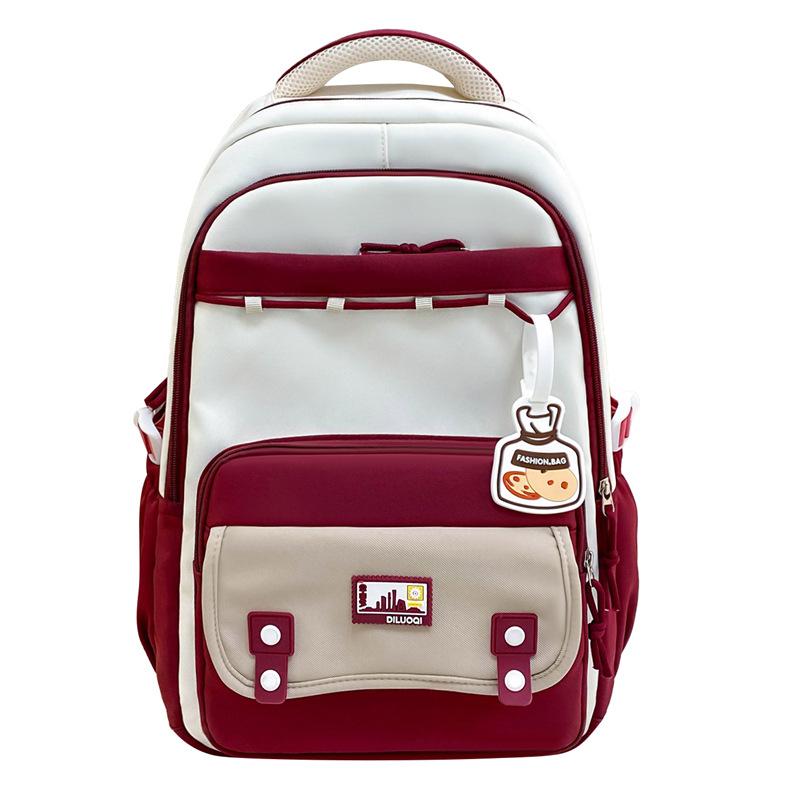 Schoolbag Simple and Cute Style Student Schoolbag Female College Student Large Capacity Backpack Fashionable Casual Sweet Contrasting Color Backpack