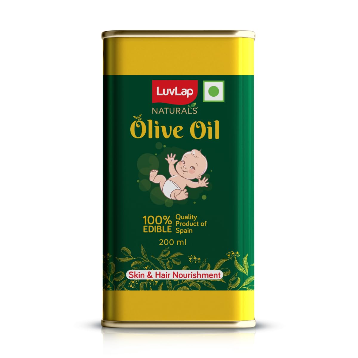 LuvLap Naturals Детское масло для массажа тела Оливковое масло Премиальное испанское оливковое масло Для кожи и костей новорожденных 200 мл Нетоксичное