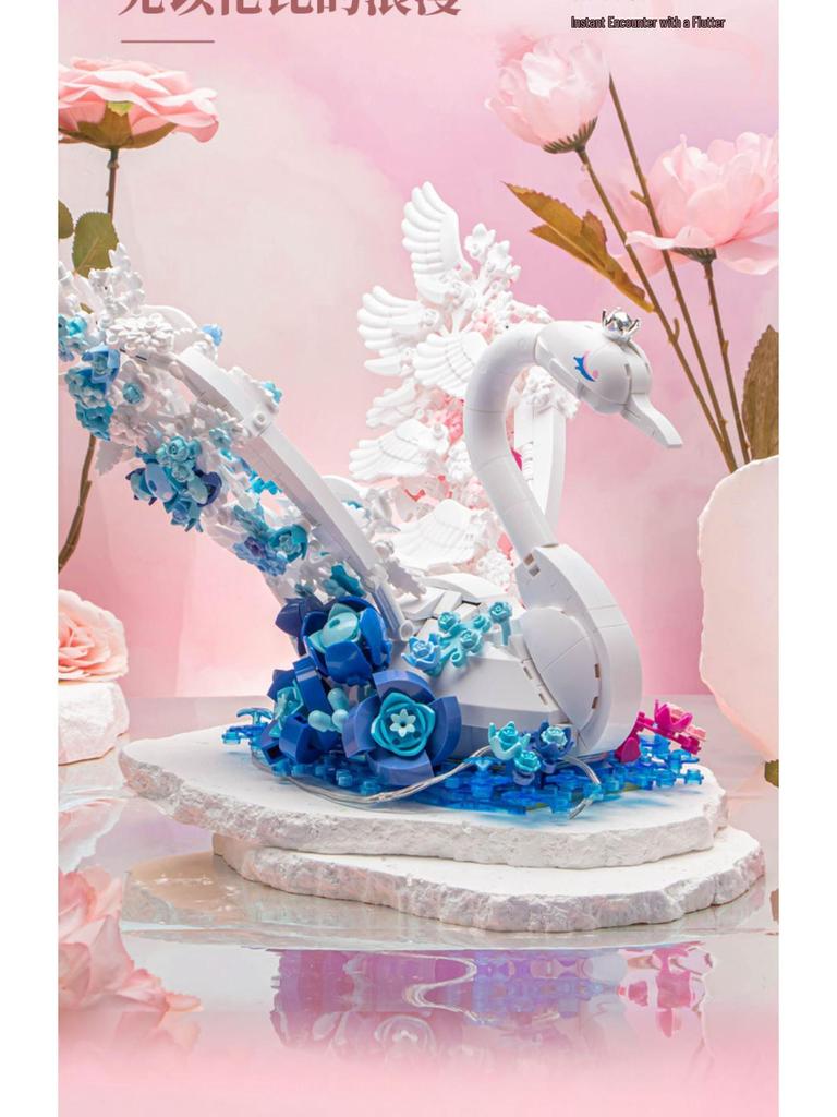 Wild Imagination Blooming Flowers & Peacock Swan Puzzle Assembly Building Blocks for Girls