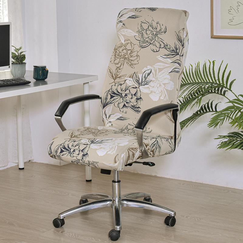 Stretch Computer Office Chair Cover With Durable Zipper Removable Spandex Rotating Boss Chair Slipcovers Anti-Dust M/L Sizes
