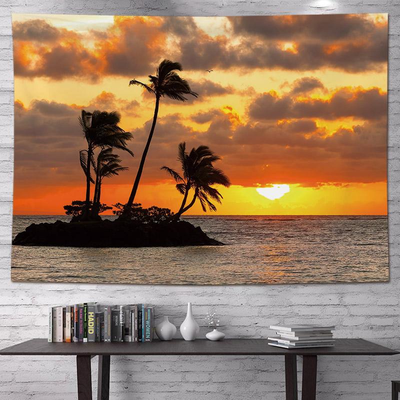 VIKAMA Coconut Tree Palm Tree Tapestry Dormitory Bedside Camping Wind Decoration Ins Room Sea Beach Wallpaper Home Decoration
