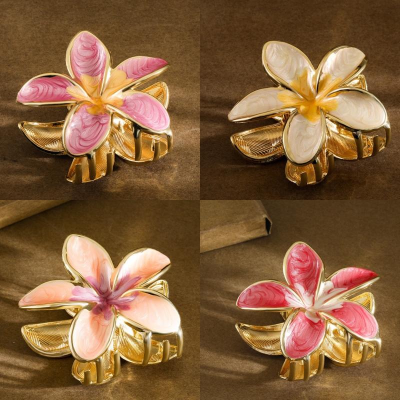 Gradient Alloy Oil Dropping Lily Flower Hair Clip Versatile Hair Accessory For Summer Beach Vocation Headwear