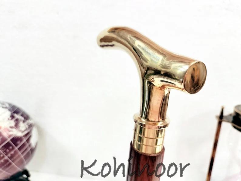 

Walking Cane, Solid Brass Designer Handle, Walking Stick, Exquisite Foldable Cane, Anniversary Gift, Christmas Gift золотой