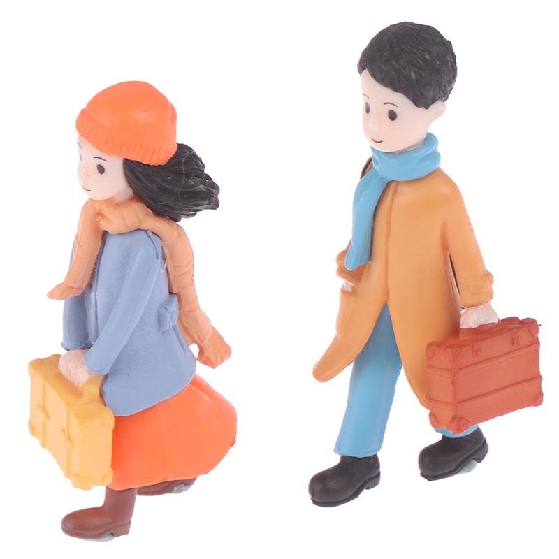Travel Couple Diy Mini Miniature Fairy Garden Dollhouse Decor Micro Landscape