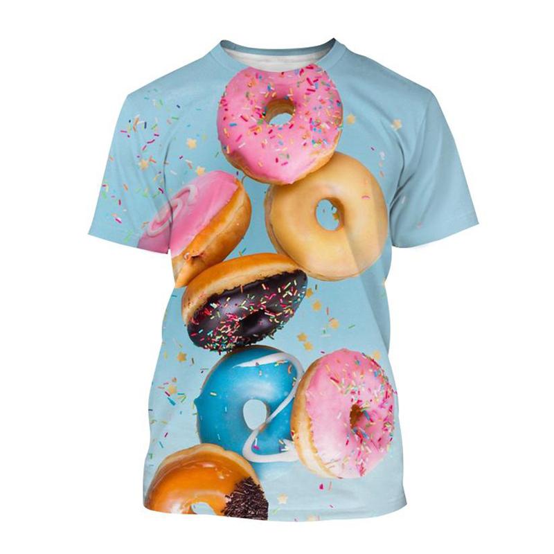 Cute Donuts 3D Print T-shirt Chocolate Donut Food Graphic T Shirt For Men Harajuku