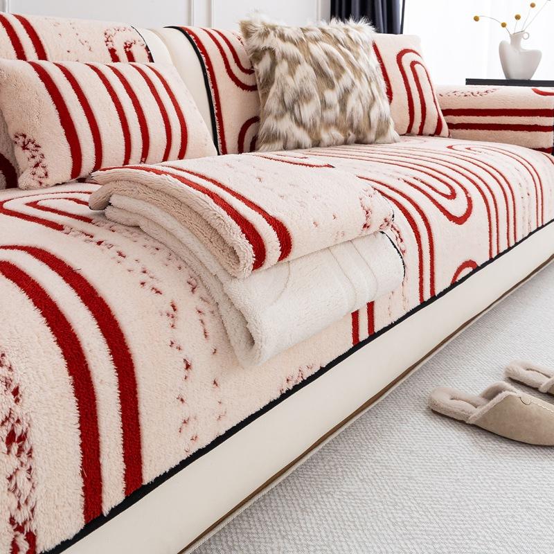 Autumn and Winter New Plush Sofa Cushion Anti Slip Comfortable Skin Friendly Cushion Simple Modern Living Room Sofa Cover Cloth