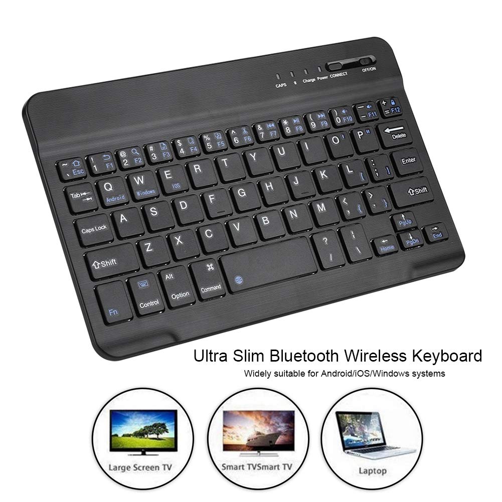 7-inch Bluetooth Keyboard, Lightweight, Compact, Portable, for Laptops and Desktops, Wireless USB Keyboard, Aluminum Alloy, Black