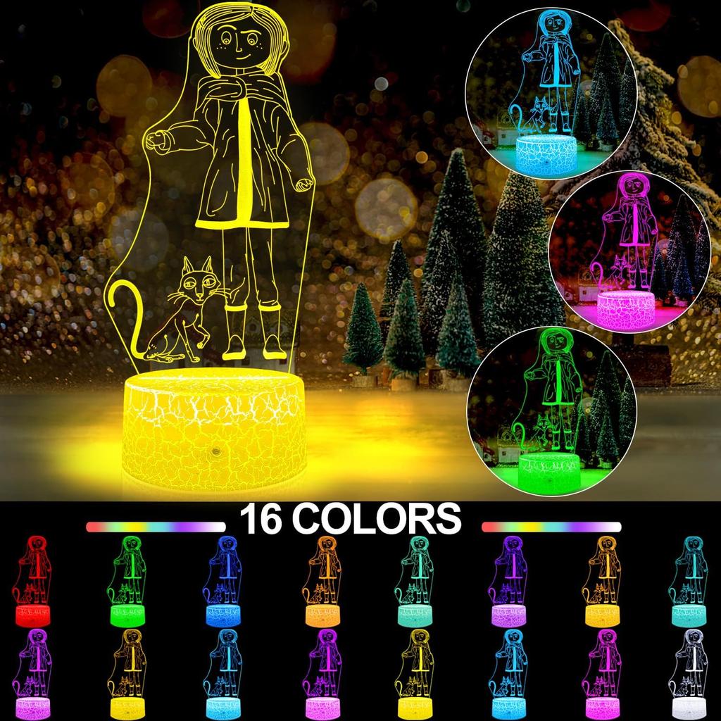 Cartoon Night Light for Kids Cute Merch for Room Decor with Remote & Smart Touch 16 Colors Changing Dimmable Bedside Lamp As Christmas Halloween
