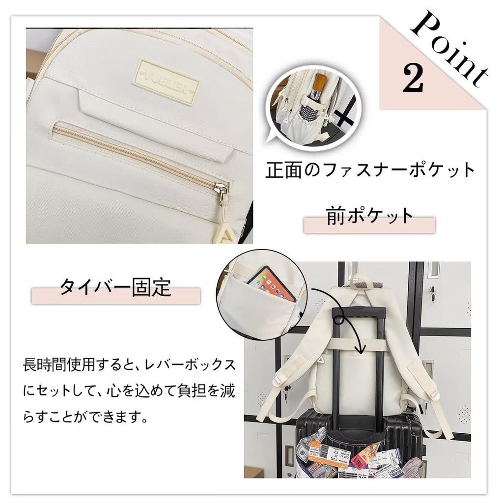 HeiDiga Waterproof Large Korean Perfect for iPad Large 25 and Perfect for White Women's Backpack, Capacity, Design, Lightweight, School, Storage,