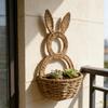 Handwoven Rabbits Ear Shape Flower Basket Natural Rattan Breathable Flower Holder for Home Decors and Storage