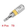 4pcs Torx Screwdriver Bit Set S2 Steel 1/4" Hex Shank T6 T9 Magnetic Security Torx Screwdriver Bits Hand Tools