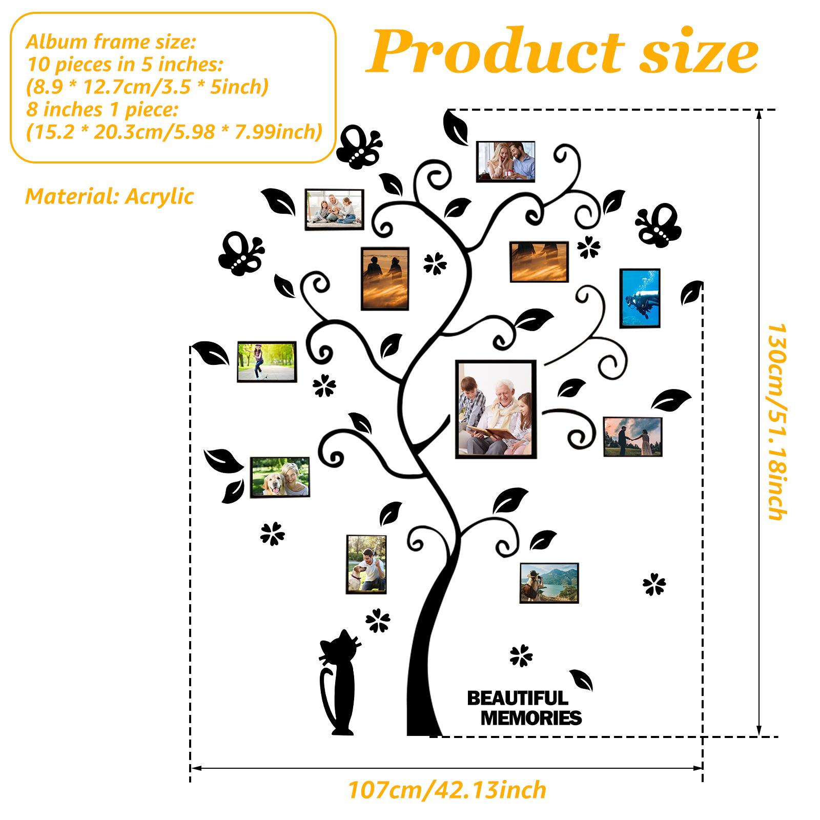 

Creative 3D Photo Frame Tree Wall Sticker DIY Customizable Photo Collage Kit Adhesive Wall Picture Frames for Living Room